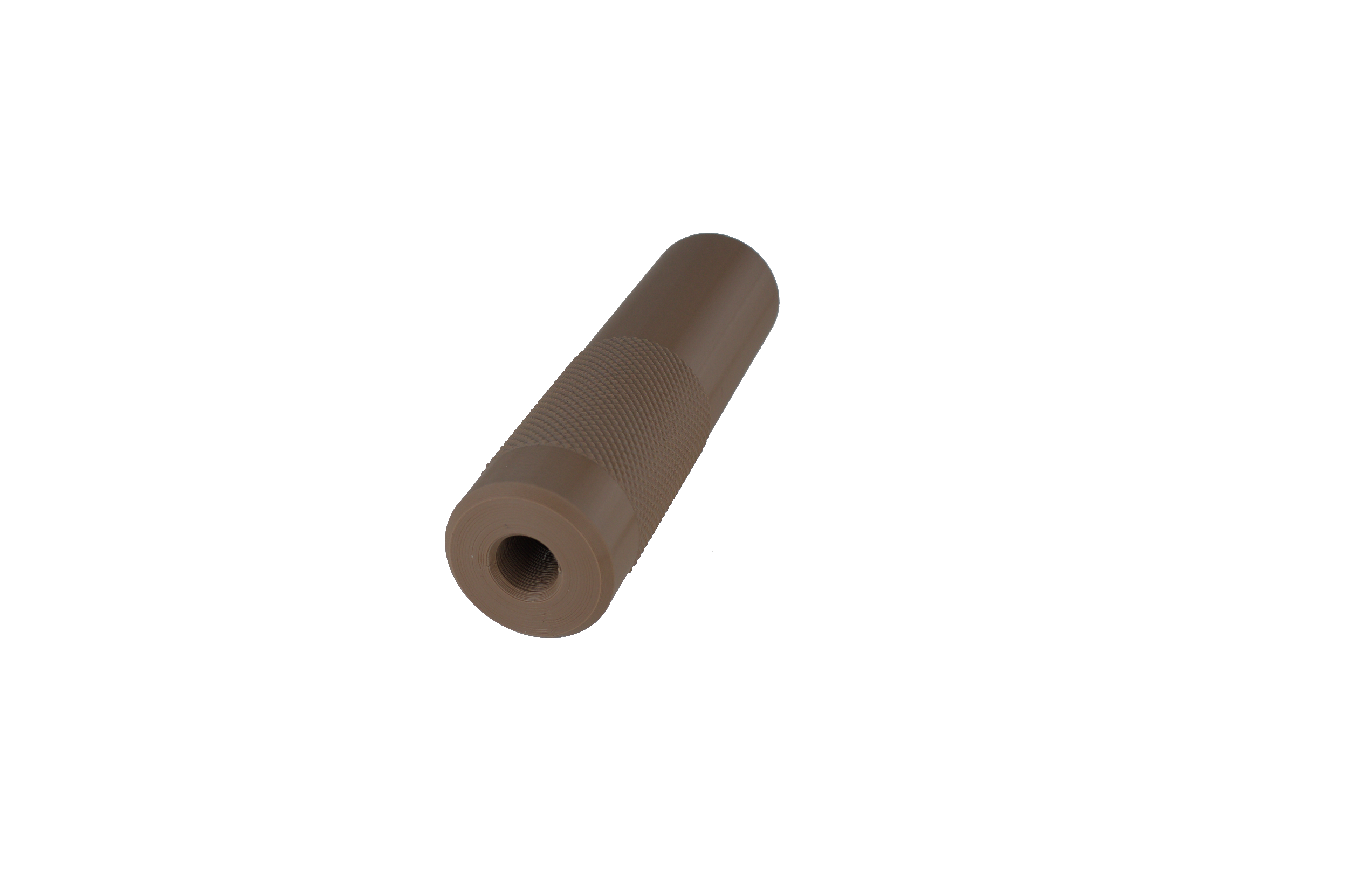 MJM-15 Knurled (Slim fit 30mm OD) Airsoft Mock Suppressor 14mm CCW FDE (Flat Dark Earth)